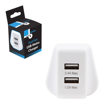 2 Port USB Mains Charger plug