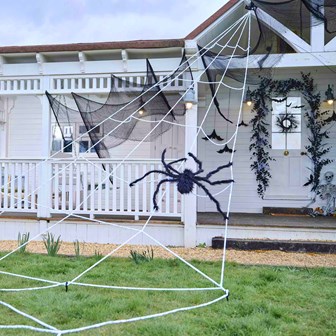 Giant Halloween Web and Spider Hanging Decorations
