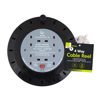 4 Way 10M Cable Reel - 10A
