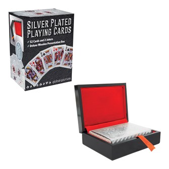 Silver Plated Playing Cards With Wooden Box