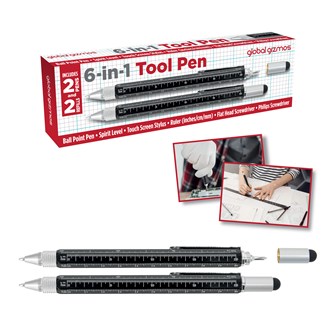 Pack of 2 - 6 in 1 Tool Pen with Refills