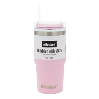 20oz Travel Mug with Straw - Gradient Pink