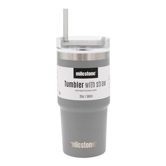 20oz Travel Mug with Straw - Grey
