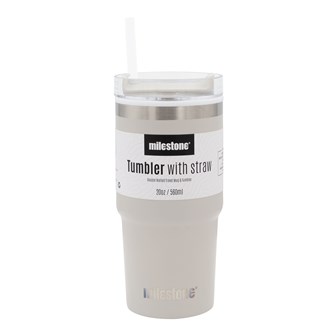 20oz Travel Mug with Straw  - Almond