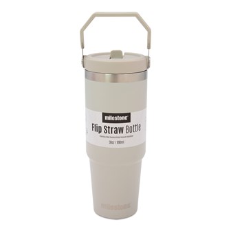 30oz Insulated Travel Mug with Flip Straw - Grey