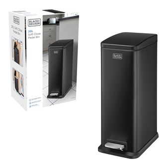 B+D 20L Slimline Soft Close Pedal Bin Matt Black