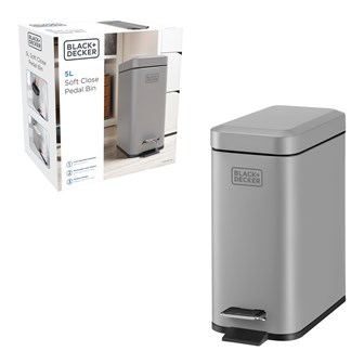 B+D 5L Slimline Soft Close Pedal Bin Grey