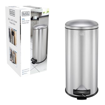 B+D 30L Dome Lid Pedal Bin - Stainless Steel