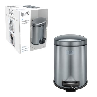 B+D 5L Dome Lid Pedal Bin - Dark Stainless Steel