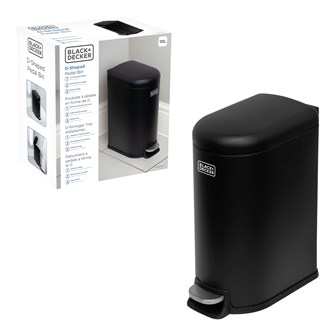 B+D 10L Curved Slim Line Pedal Bin - Matt Black