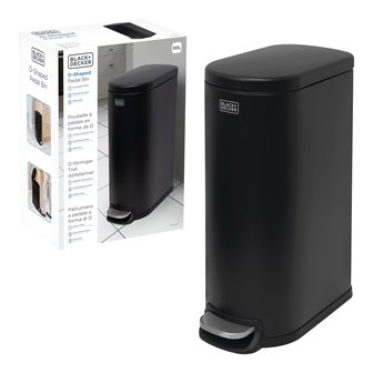 B+D 30L Curved Slim Line Pedal Bin - Matt Black