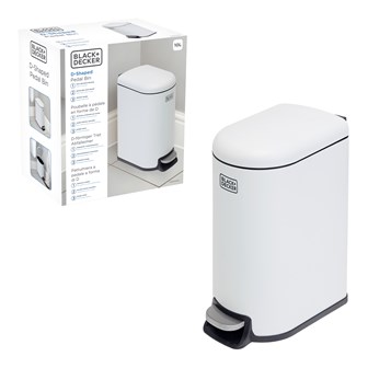 B+D 10L Curved Slim Line Pedal Bin - White