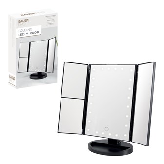 Bauer LED Foldable Mirror - Black