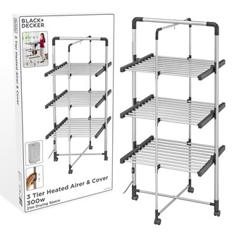 B+D 3 Tier Heated Airer Wheels And Cover
