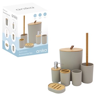 6pc Bathroom Accessory Set - Stone