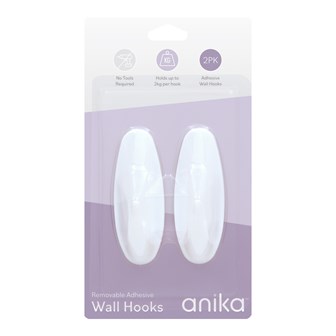 Removable Adhesive Oval Hooks - Large - 2pcs