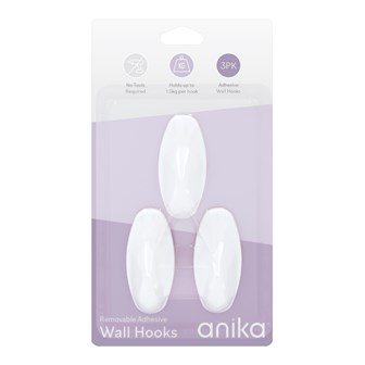 Removable Adhesive Oval Hooks - Medium - 3pcs