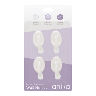 Removable Adhesive Oval Hooks - Micro - 4pcs