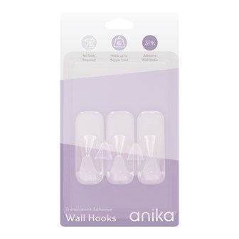 Transparent Adhesive Hooks - Medium - 3pcs
