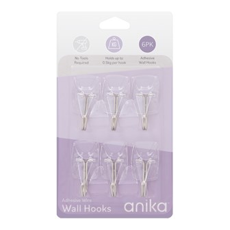 Transparent Adhesive Wire Hooks - Micro - 6pcs