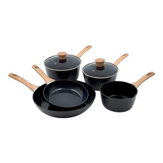 Blackmoor 7pc Wood Handle Saucepan & Fry pan Set
