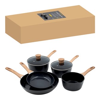 Blackmoor 7pc Wood Handle Saucepan & Fry pan Set