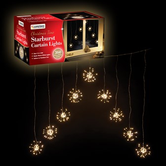 360LED V Shape Starburst Curtain light -Warm White