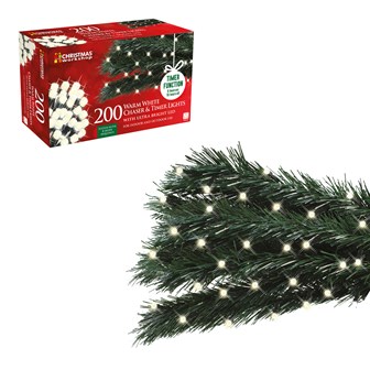 200 LED Chaser Plug In Timer Lights - Warm White