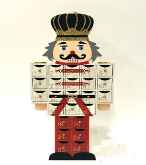 White & Red Wooden Nutcracker Advent Calendar