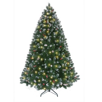 7ft Frosted Pre-Lit Berry Christmas Tree