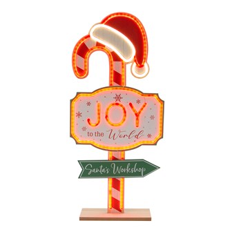 LED Neon-Style Christmas Joy Word Sign Candy Cane