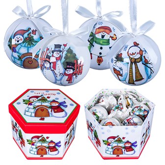 14pc Snowmen Decoupage Bauble