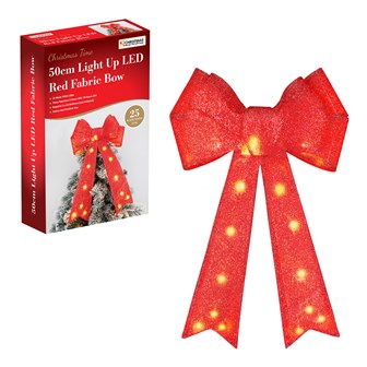 50cm Red Bow with 25 Warm White LEDs