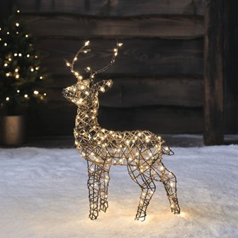 120cm Pre-lit Standing Rattan Reindeer
