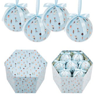 14pc Ice Blue With Sking People Baubles