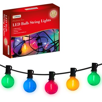 8M G40 Globe 25 LED Festoon Lights -Multi colour