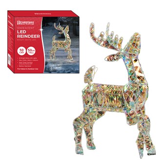 50cm Iridescent Effect Standing Reindeer Light