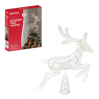3D Silver Metal Reindeer Tree Topper