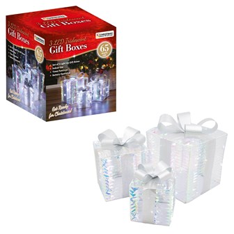 Set of 3 Iridescent Metal Light Up Gift box