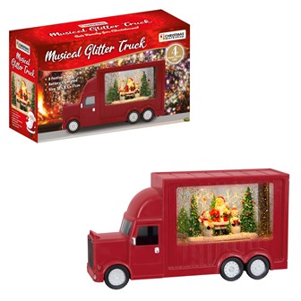 Xmas Red Truck With LED Spinning Glitter