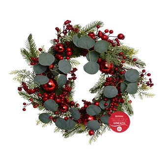 Festive Field Red Bauble Wreath