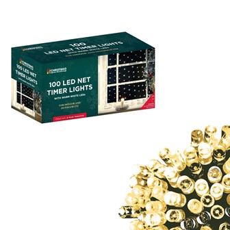100LED Battery Operated Timer Net Light - W.White