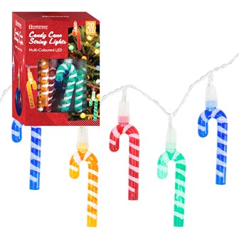 20 LED Coloured Cane String Lights
