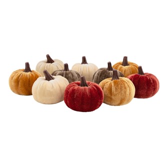 10PC Velvet Pumpkin Décor - Assorted Colours