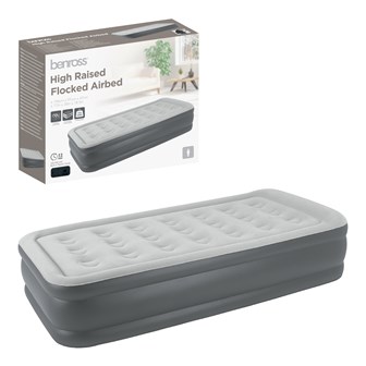 High Raised Twin Airbed + Built in Pump - Grey