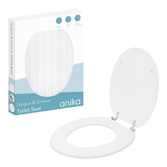 Tongue and Groove White Toilet Seat