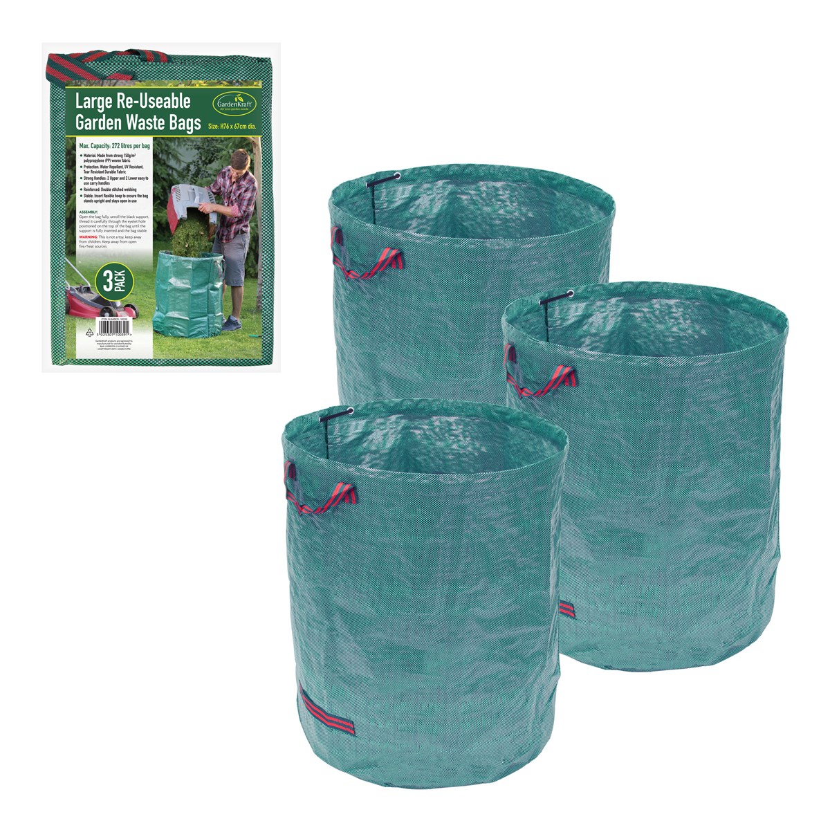 3PK Of 272L Garden Waste Bag