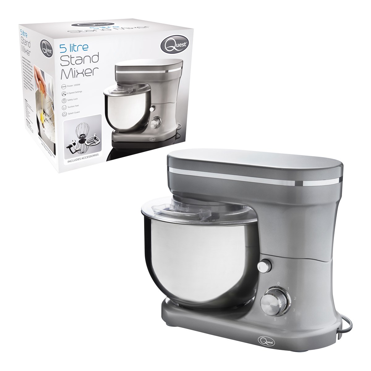 5L Stand Mixer 1200W Metallic Grey