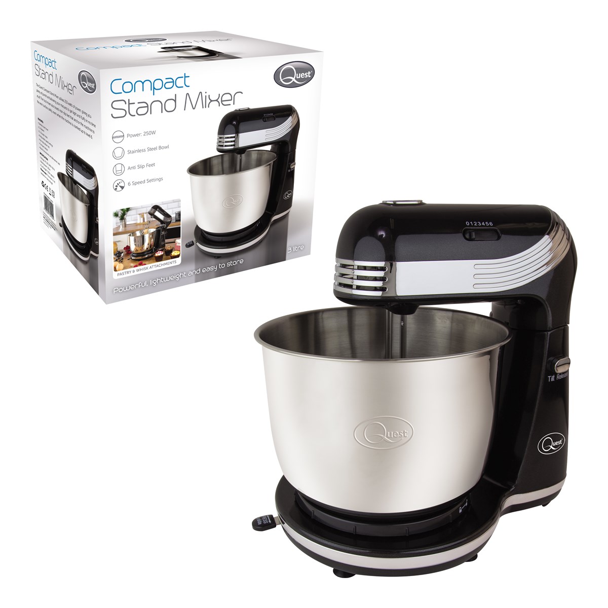 Compact Stand Mixer 6 Speed Black