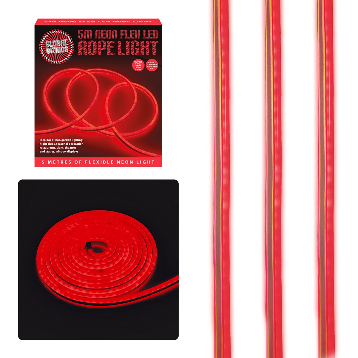5m LED Neon Flex Rope Light Red